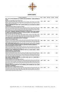 Horarios e Itinerarios Jueves Santo Málaga 2019